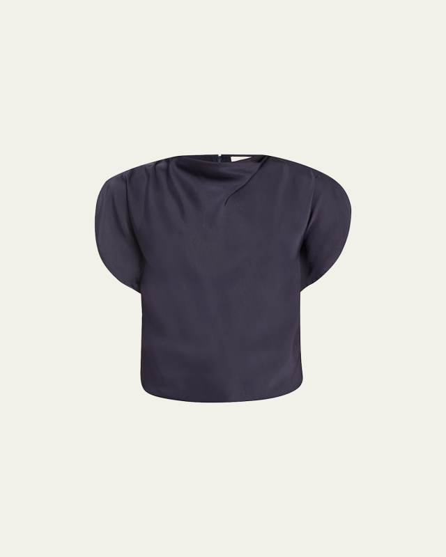 Nadia Satin Petal-Sleeve Top